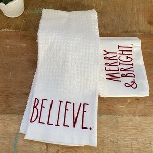 Rae Dunn BELIEVE MERRY & BRIGHT towel set